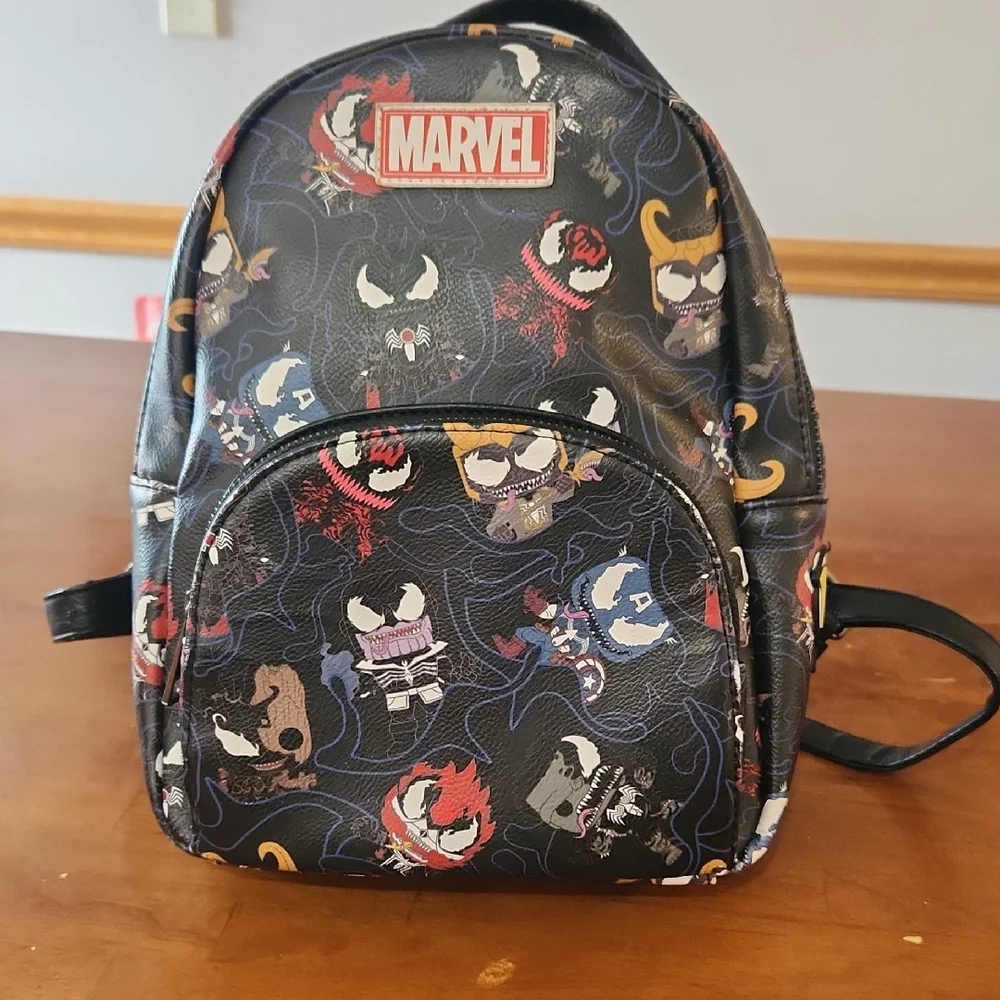 Loungefly Marvel Character Print Backpack - Black and Multicolor - Picture 1 of 13